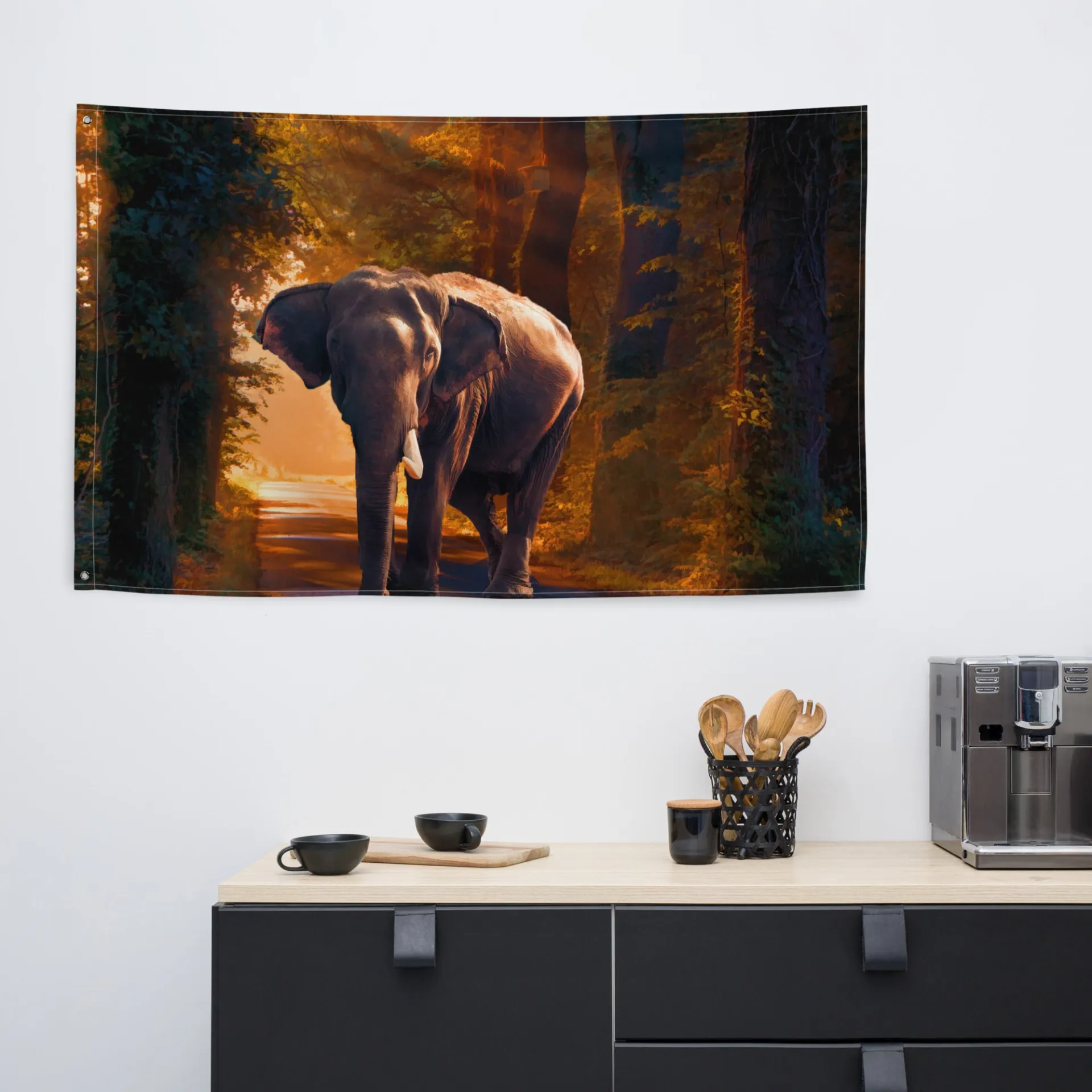 Elephant Flag Tapestry Wall Hanging | Durable Polyester | Versatile Decor for Any Room