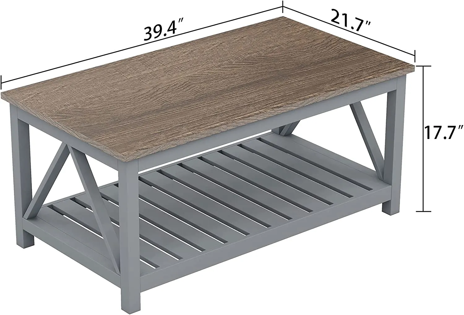 Farmhouse Coffee Table, Rustic Vintage Living Room Table