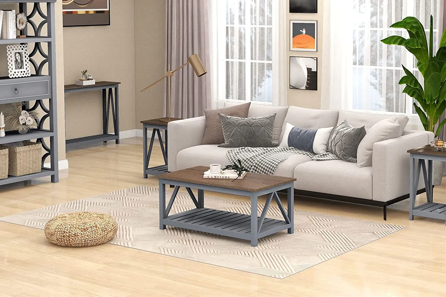 Farmhouse Coffee Table, Rustic Vintage Living Room Table