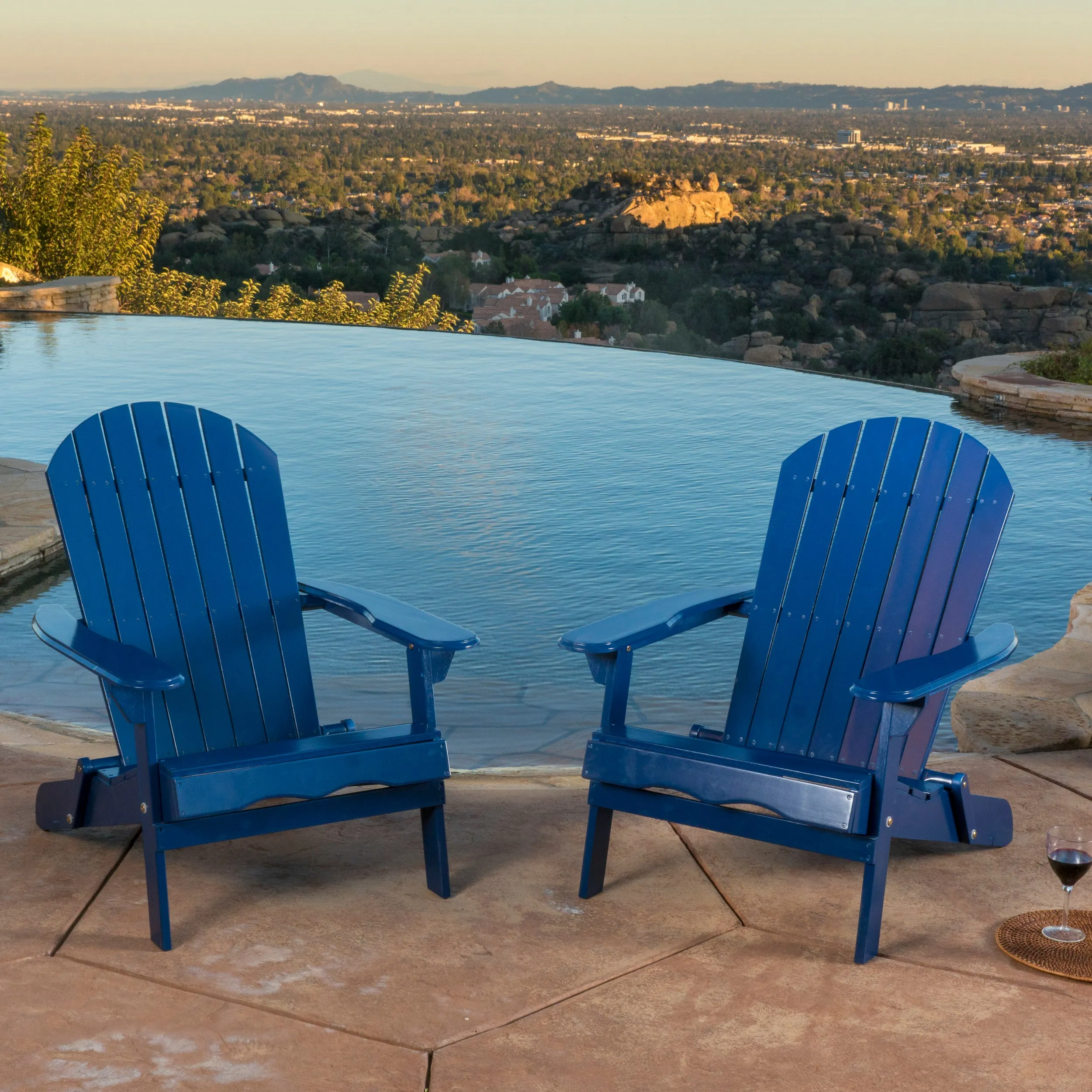 Kono Outdoor Acacia Wood Reclining Adirondack Chair with Footrest