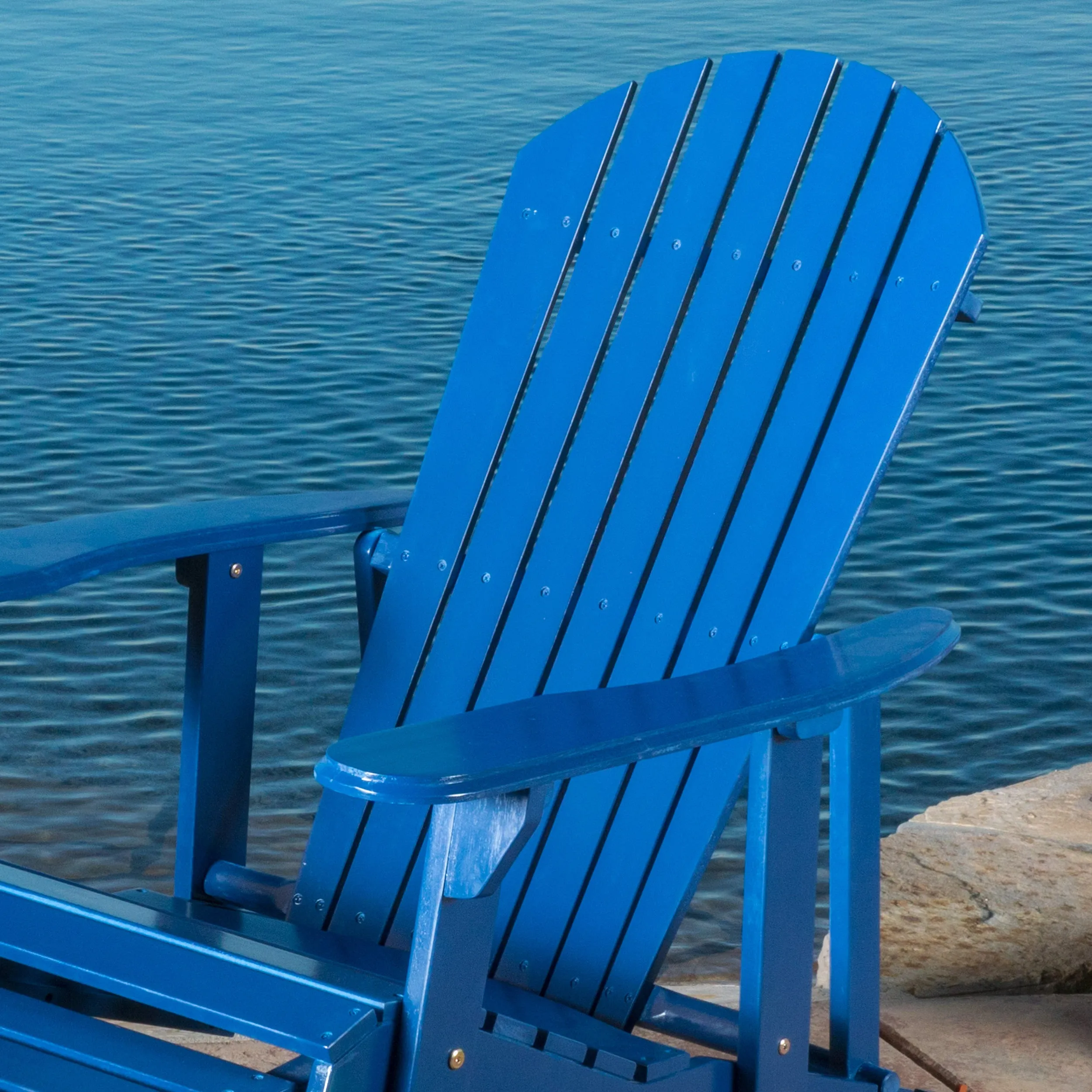 Kono Outdoor Acacia Wood Reclining Adirondack Chair with Footrest