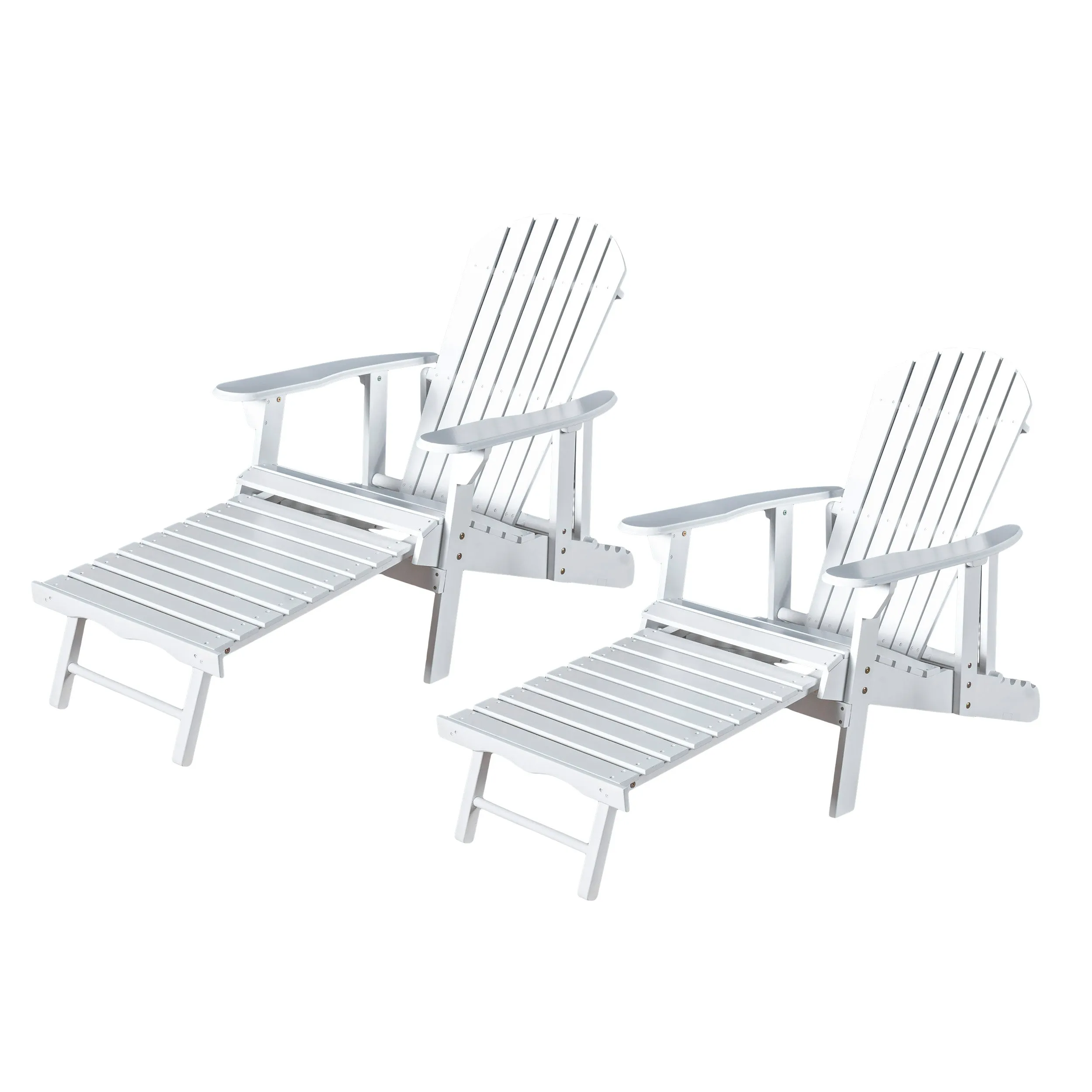 Kono Outdoor Acacia Wood Reclining Adirondack Chair with Footrest