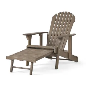 Kono Outdoor Acacia Wood Reclining Adirondack Chair with Footrest