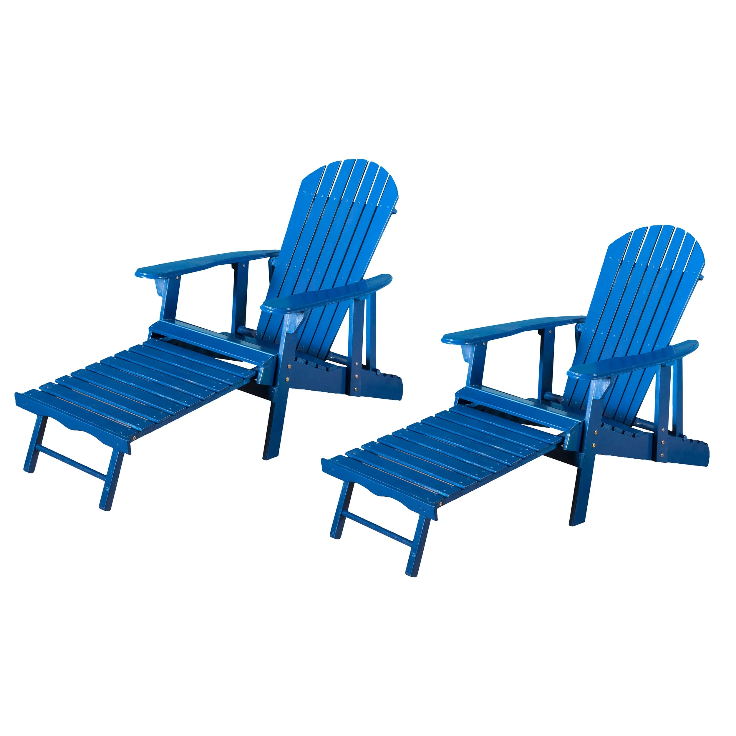 Kono Outdoor Acacia Wood Reclining Adirondack Chair with Footrest