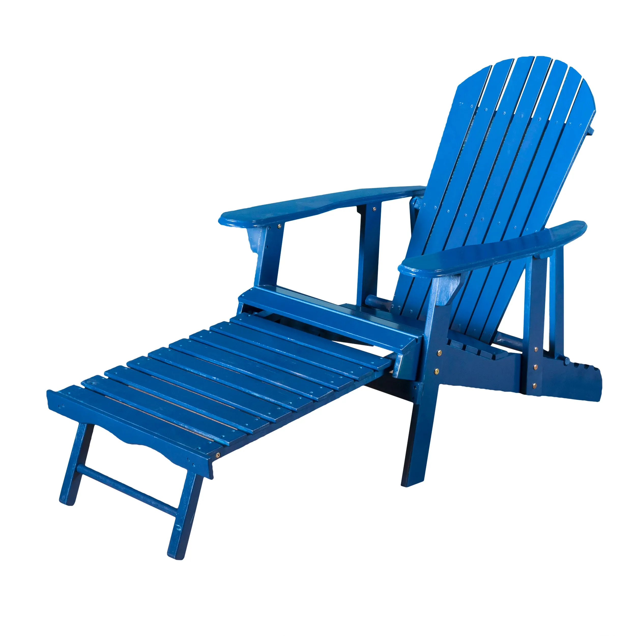 Kono Outdoor Acacia Wood Reclining Adirondack Chair with Footrest