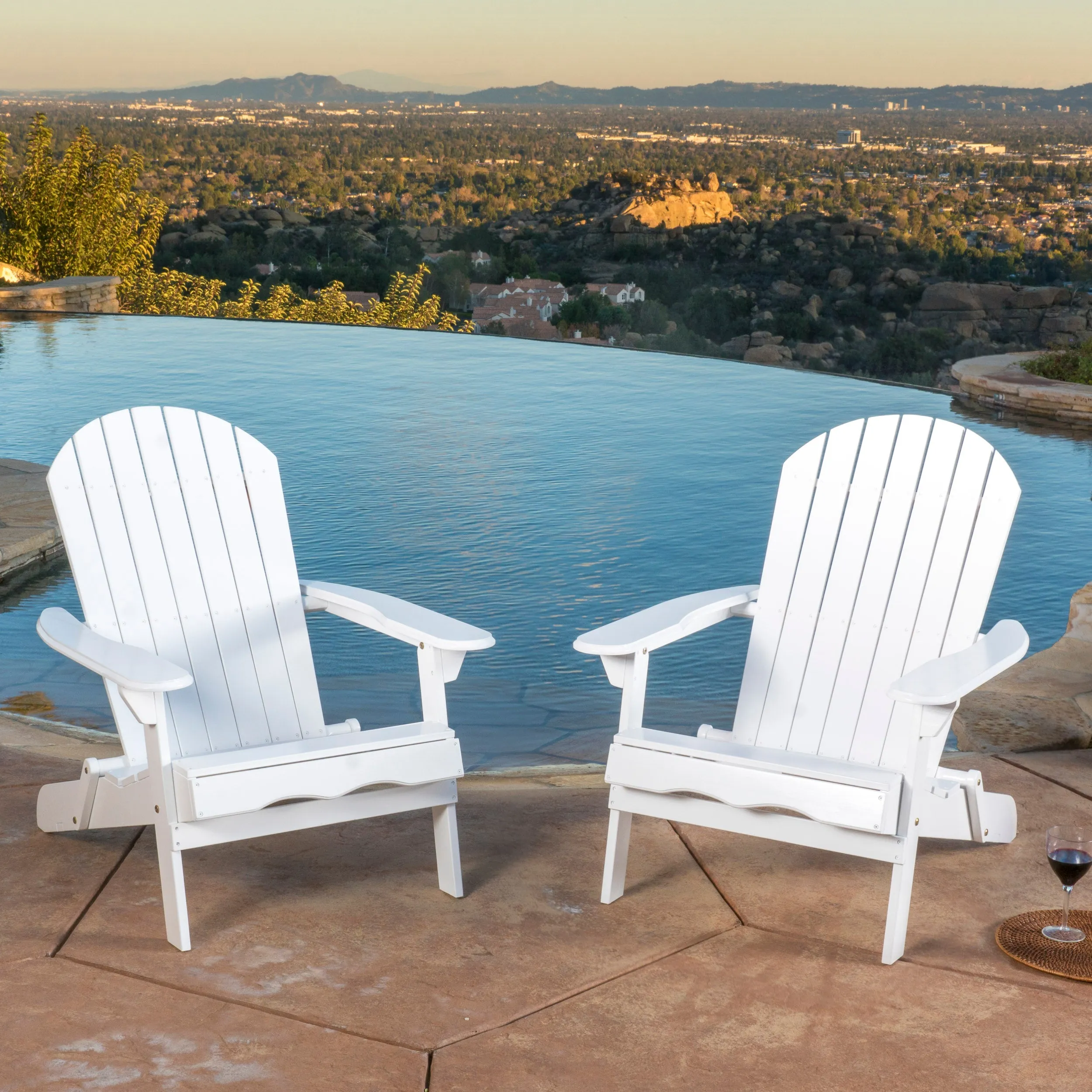 Kono Outdoor Acacia Wood Reclining Adirondack Chair with Footrest