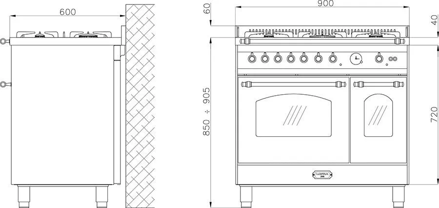Lofra Venezia 90s PRG 96MFT /5i Red Induction Electric Range Cooker 90cm
