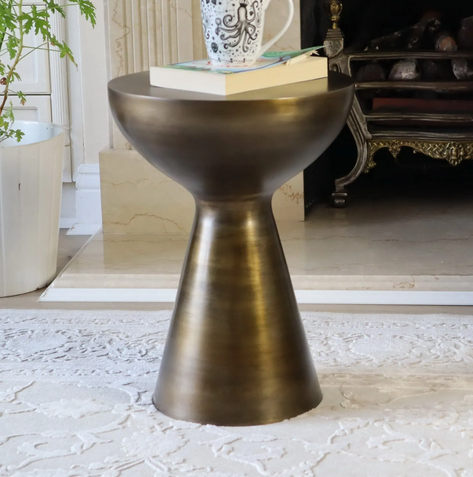 Luna Hand-Crafted Antique Brass Side Table