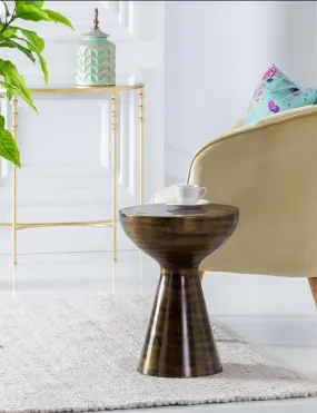Luna Hand-Crafted Antique Brass Side Table