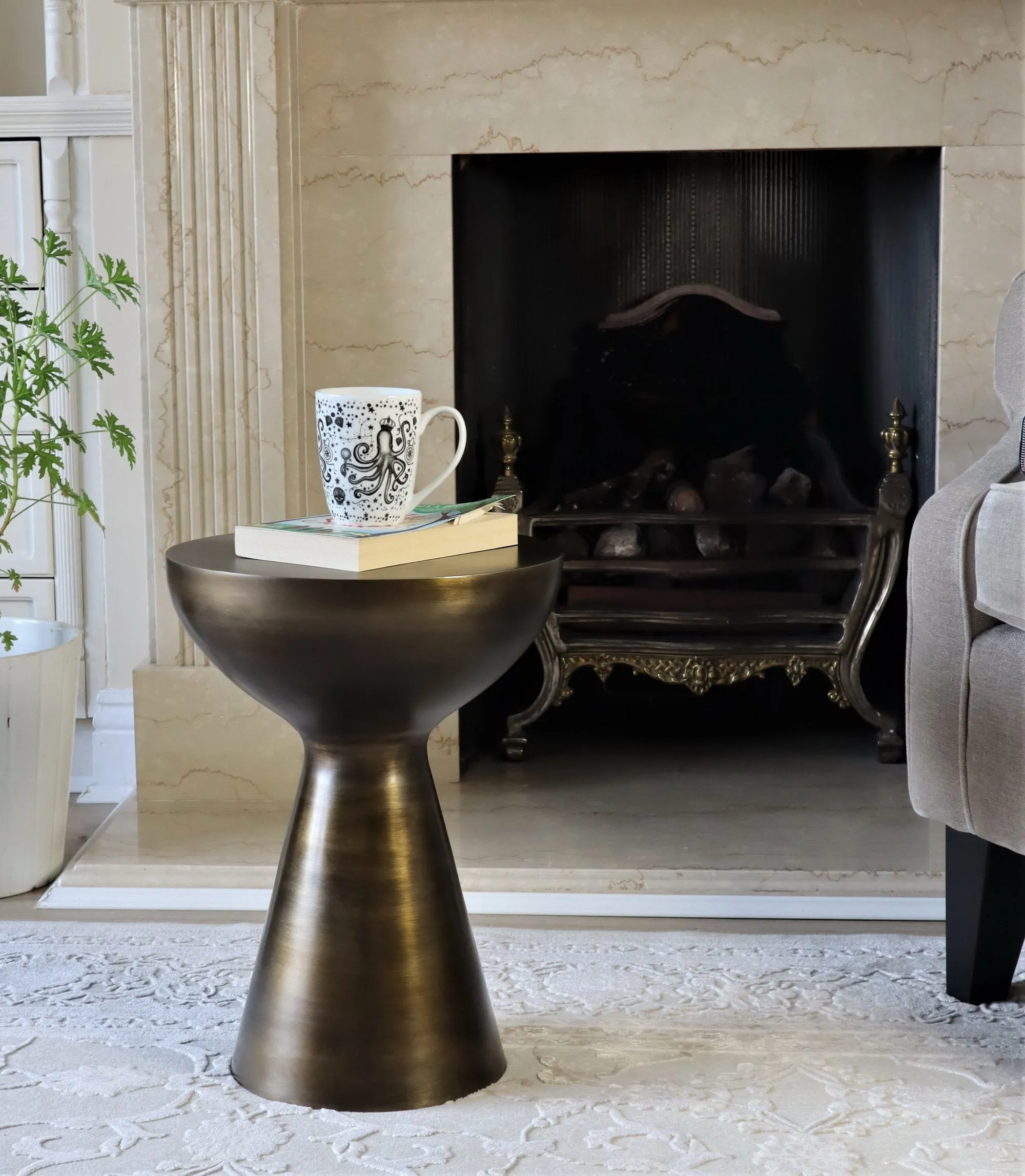 Luna Hand-Crafted Antique Brass Side Table