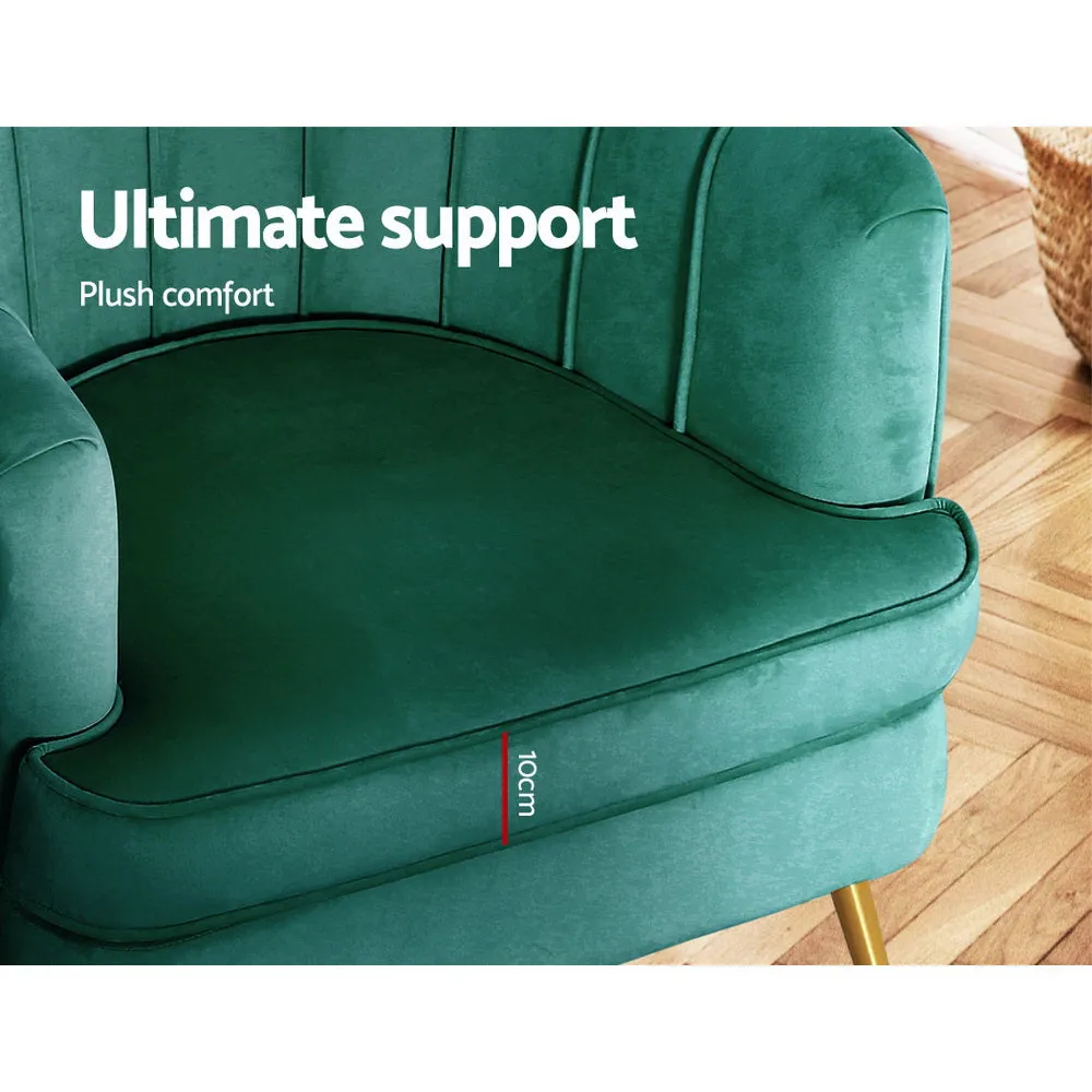 Makayla Accent Velvet Lounge Armchair - Green