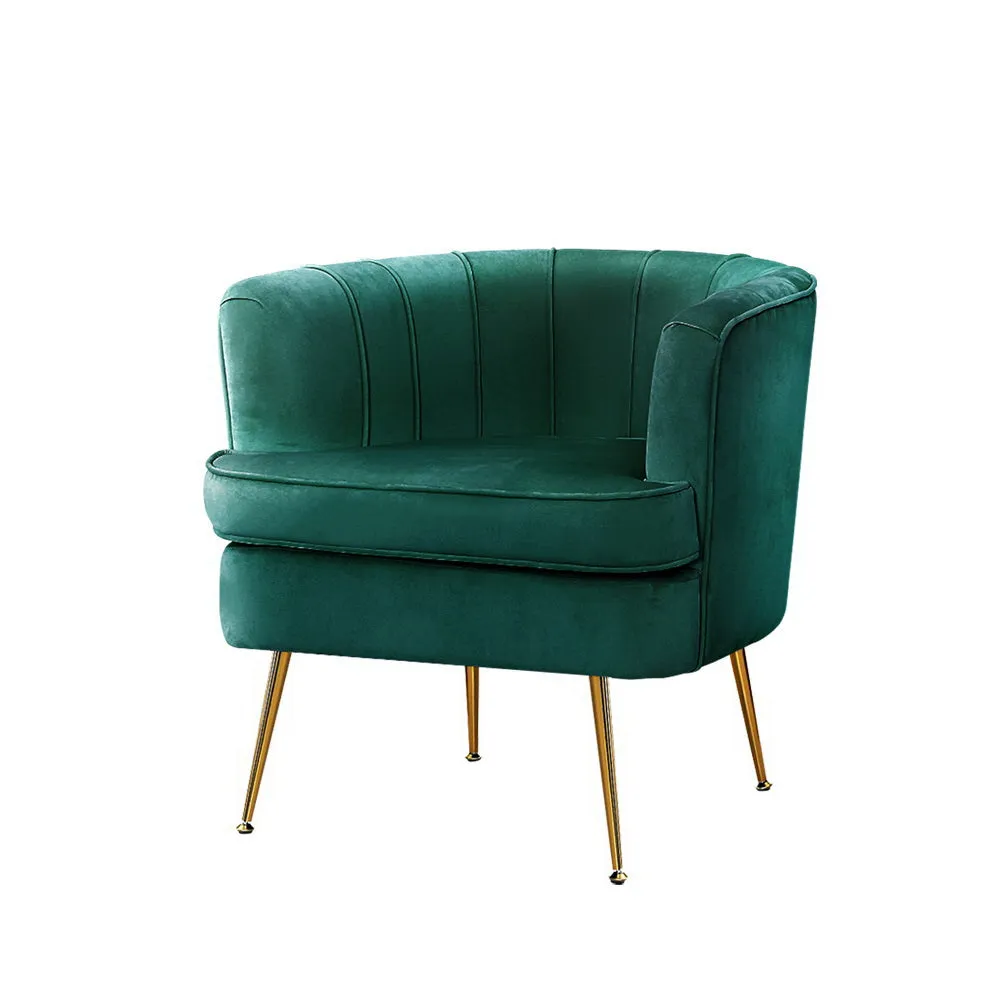 Makayla Accent Velvet Lounge Armchair - Green