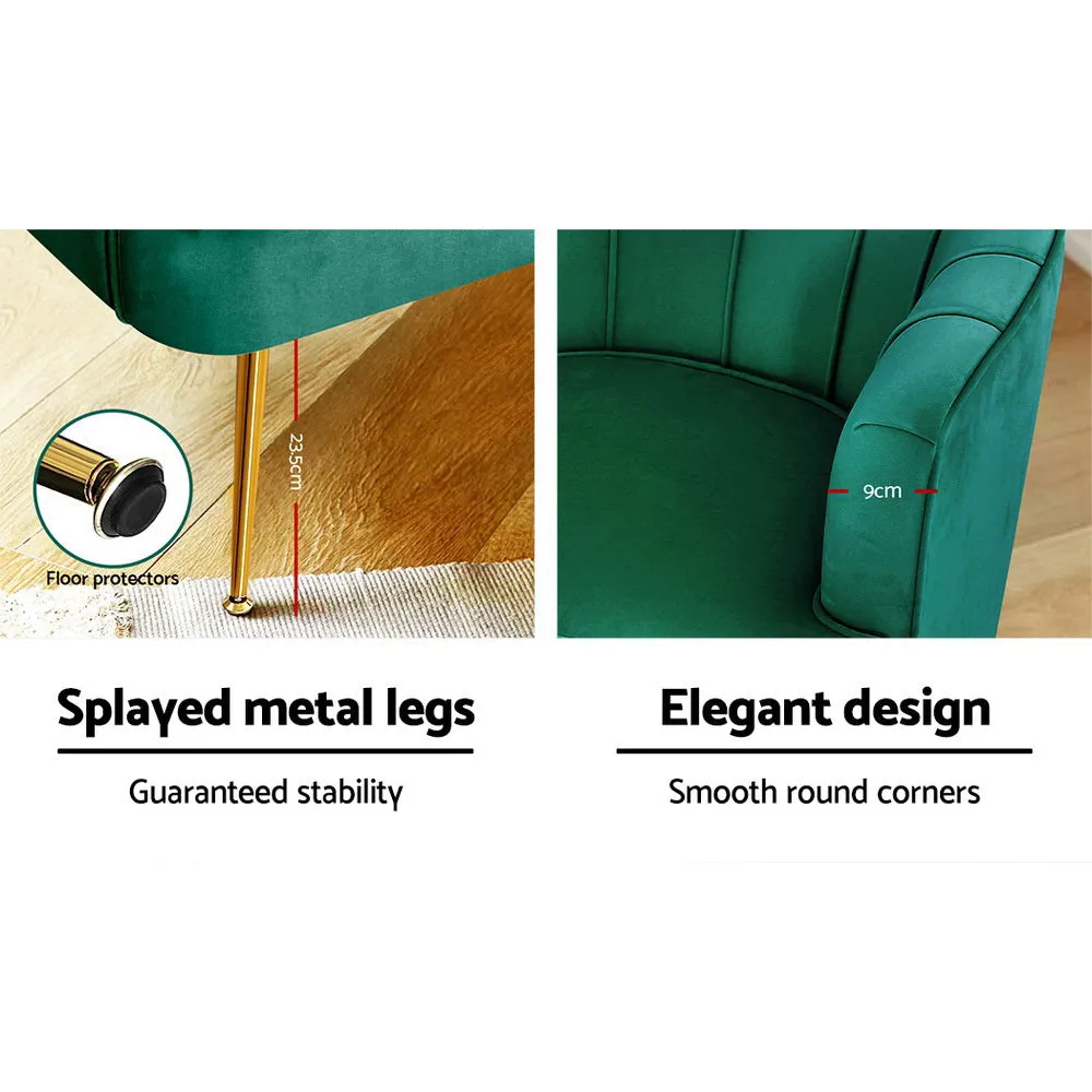 Makayla Accent Velvet Lounge Armchair - Green