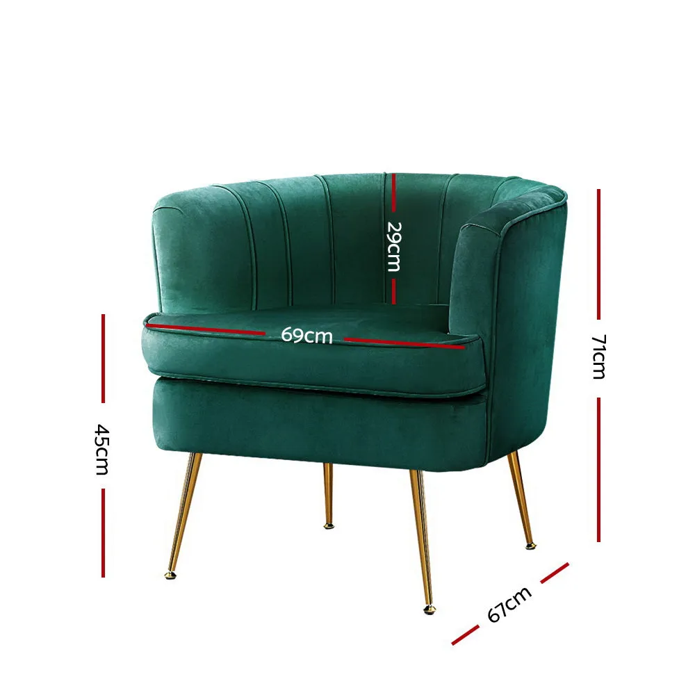 Makayla Accent Velvet Lounge Armchair - Green