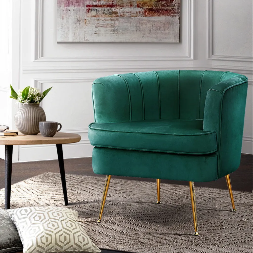Makayla Accent Velvet Lounge Armchair - Green