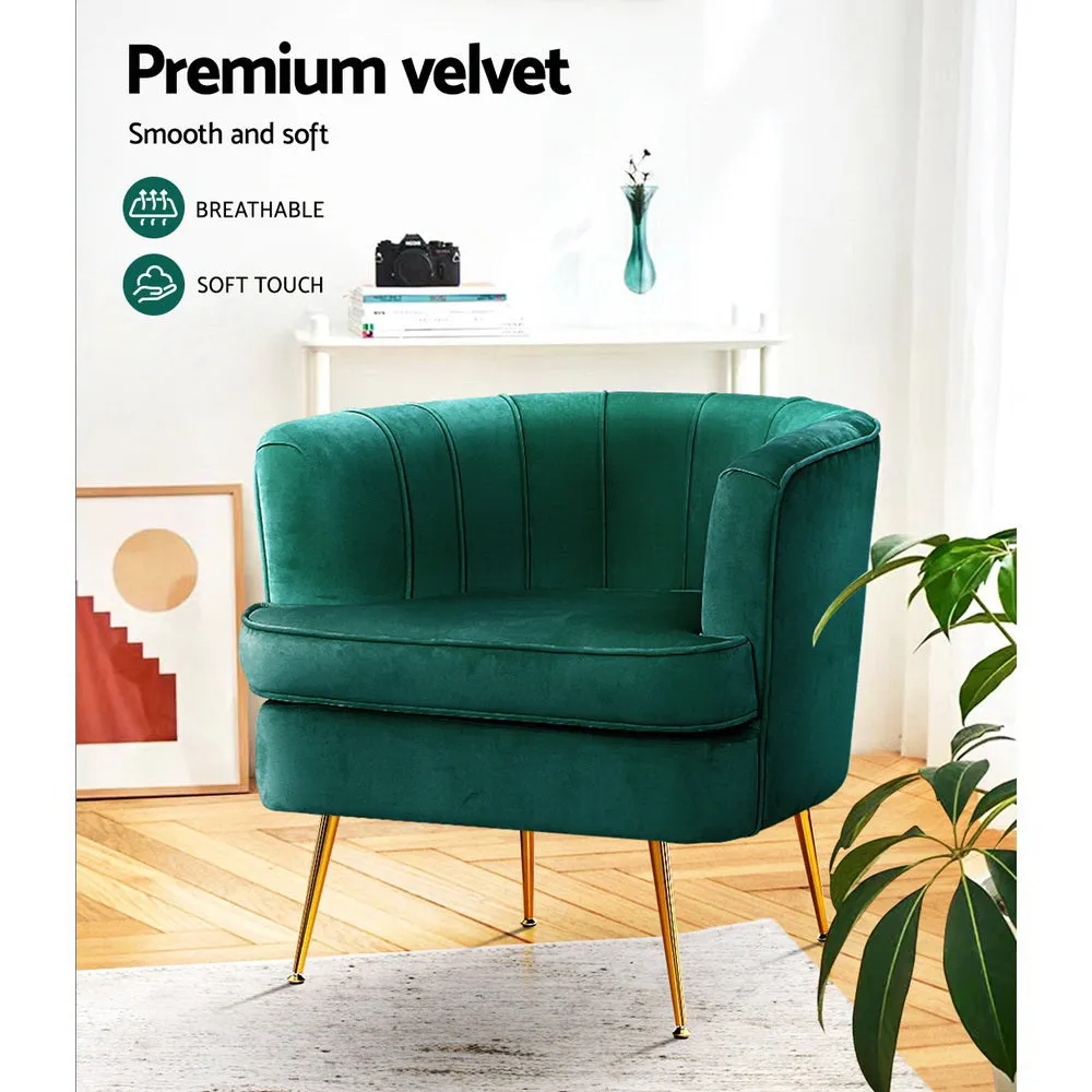 Makayla Accent Velvet Lounge Armchair - Green