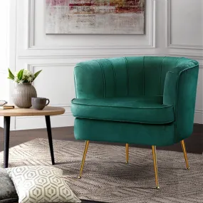Makayla Accent Velvet Lounge Armchair - Green