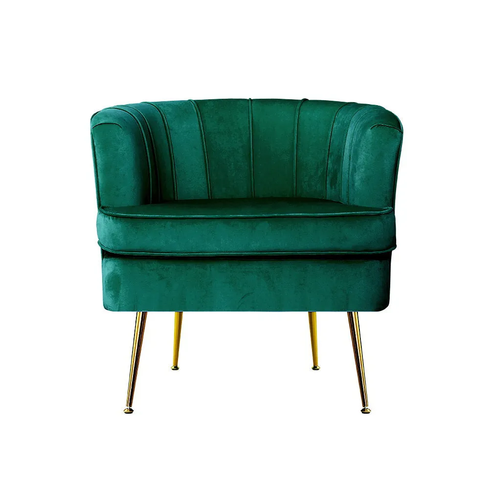 Makayla Accent Velvet Lounge Armchair - Green