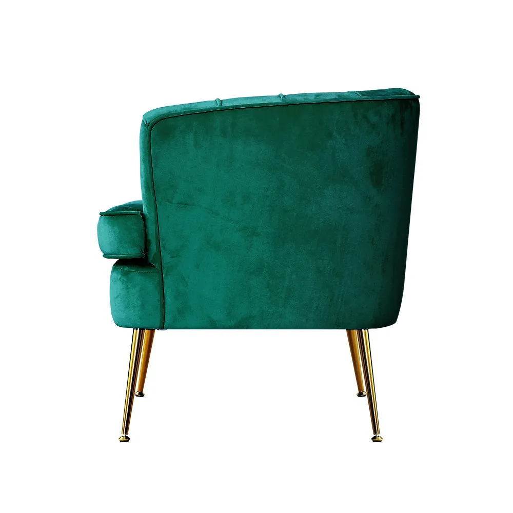 Makayla Accent Velvet Lounge Armchair - Green