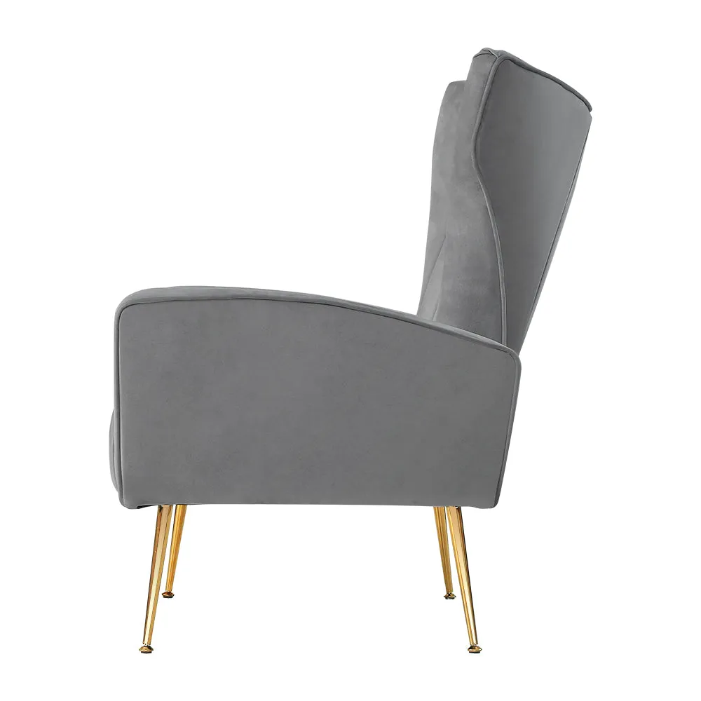 Maricel Accent Velvet Seat Lounge Armchair - Grey