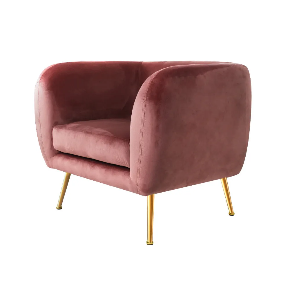 Matresha Accent Velvet Lounge Sofa Armchair - Pink