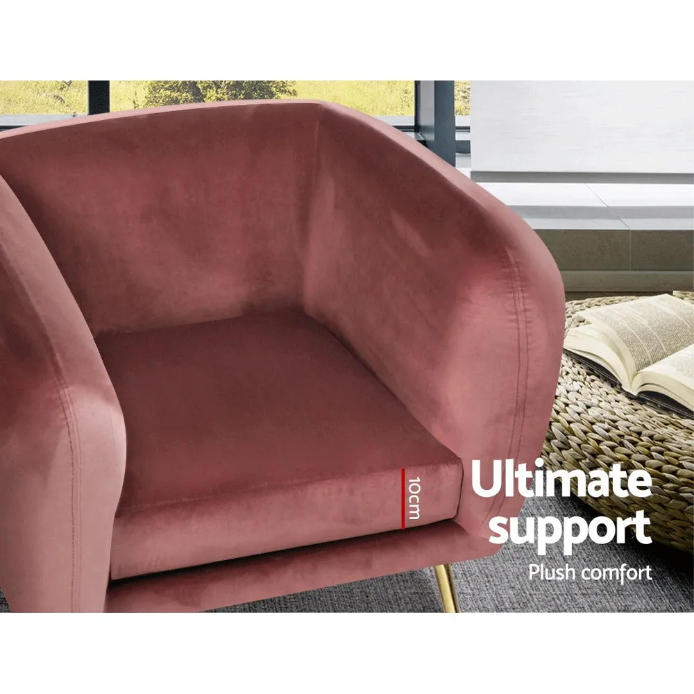 Matresha Accent Velvet Lounge Sofa Armchair - Pink