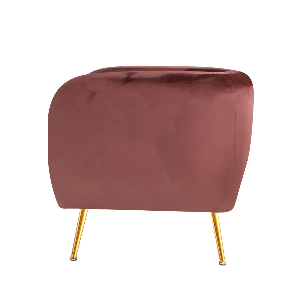 Matresha Accent Velvet Lounge Sofa Armchair - Pink