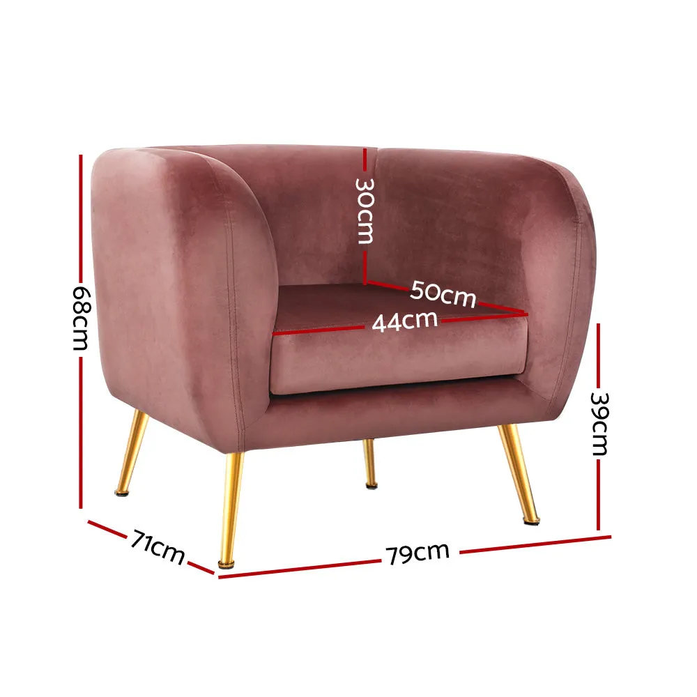 Matresha Accent Velvet Lounge Sofa Armchair - Pink