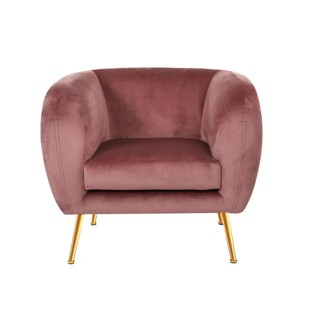 Matresha Accent Velvet Lounge Sofa Armchair - Pink