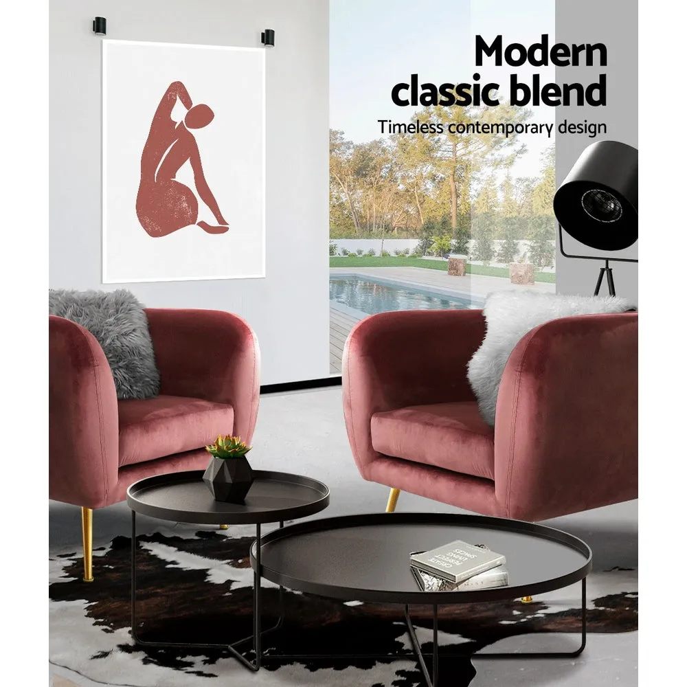 Matresha Accent Velvet Lounge Sofa Armchair - Pink