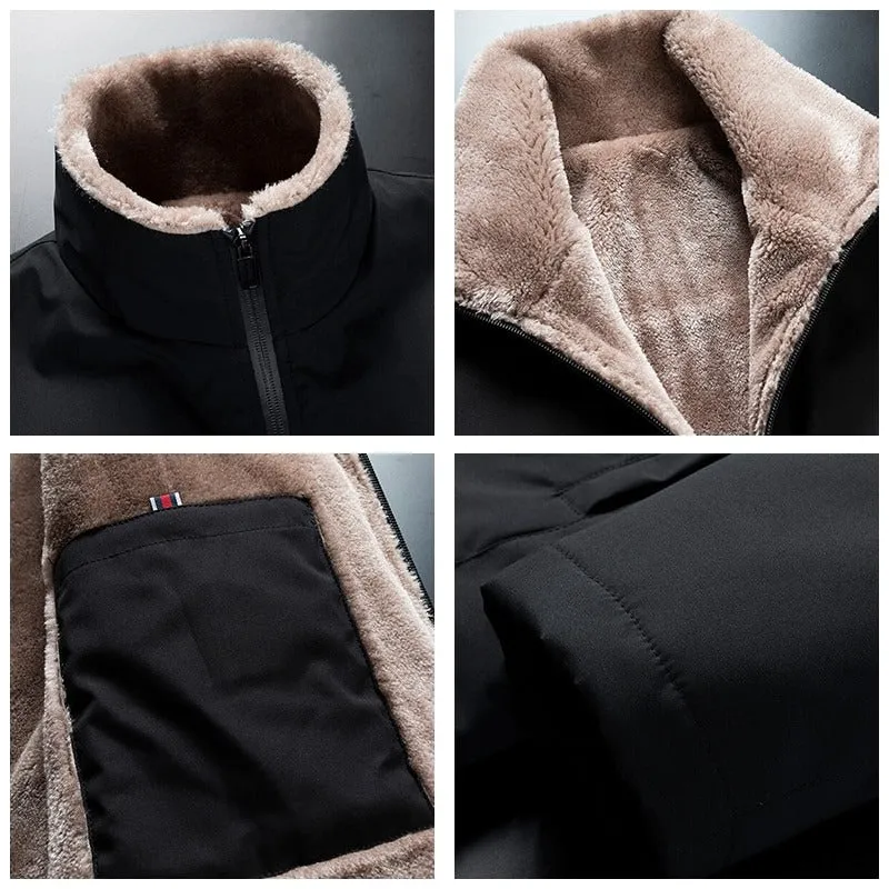 Men's Winter Windproof Warm Thick Fleece Jacket