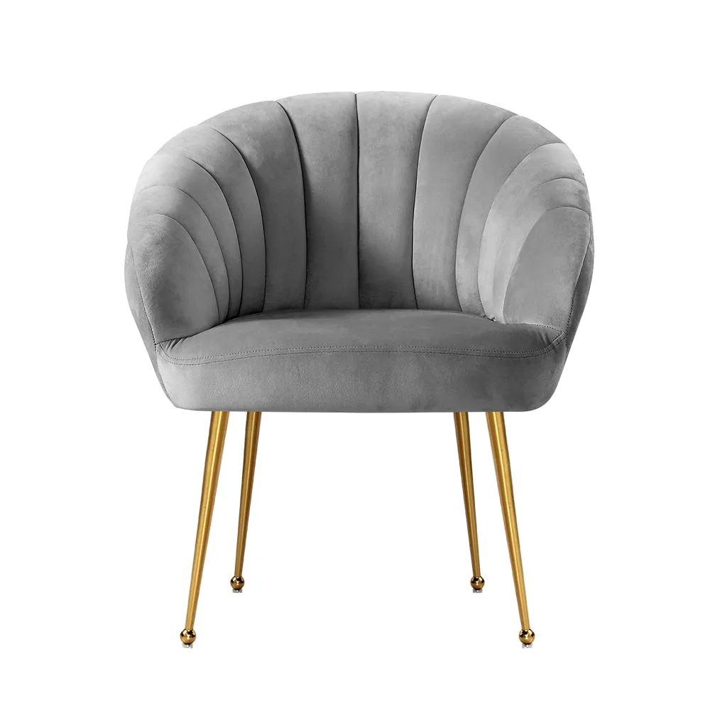 Michelle Accent Velvet Lounge Armchair - Grey