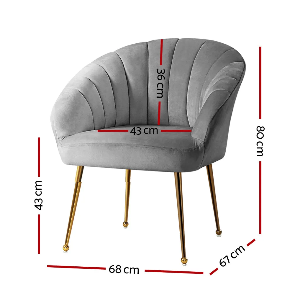 Michelle Accent Velvet Lounge Armchair - Grey