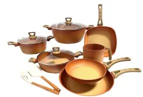 NEWARE Terracotta BIGGER size 12 Piece Cooking Set with Milk Cup/ Batería mas GRANDE de 12 piezas de Terracotta con POCILLO