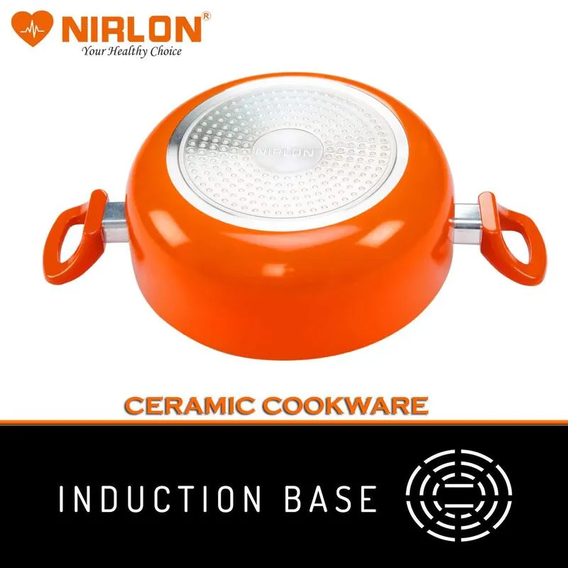 Nirlon Orange Non Stick Cooking Pot With Lid - 2600 ML/9 Inches