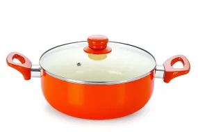 Nirlon Orange Non Stick Cooking Pot With Lid - 2600 ML/9 Inches