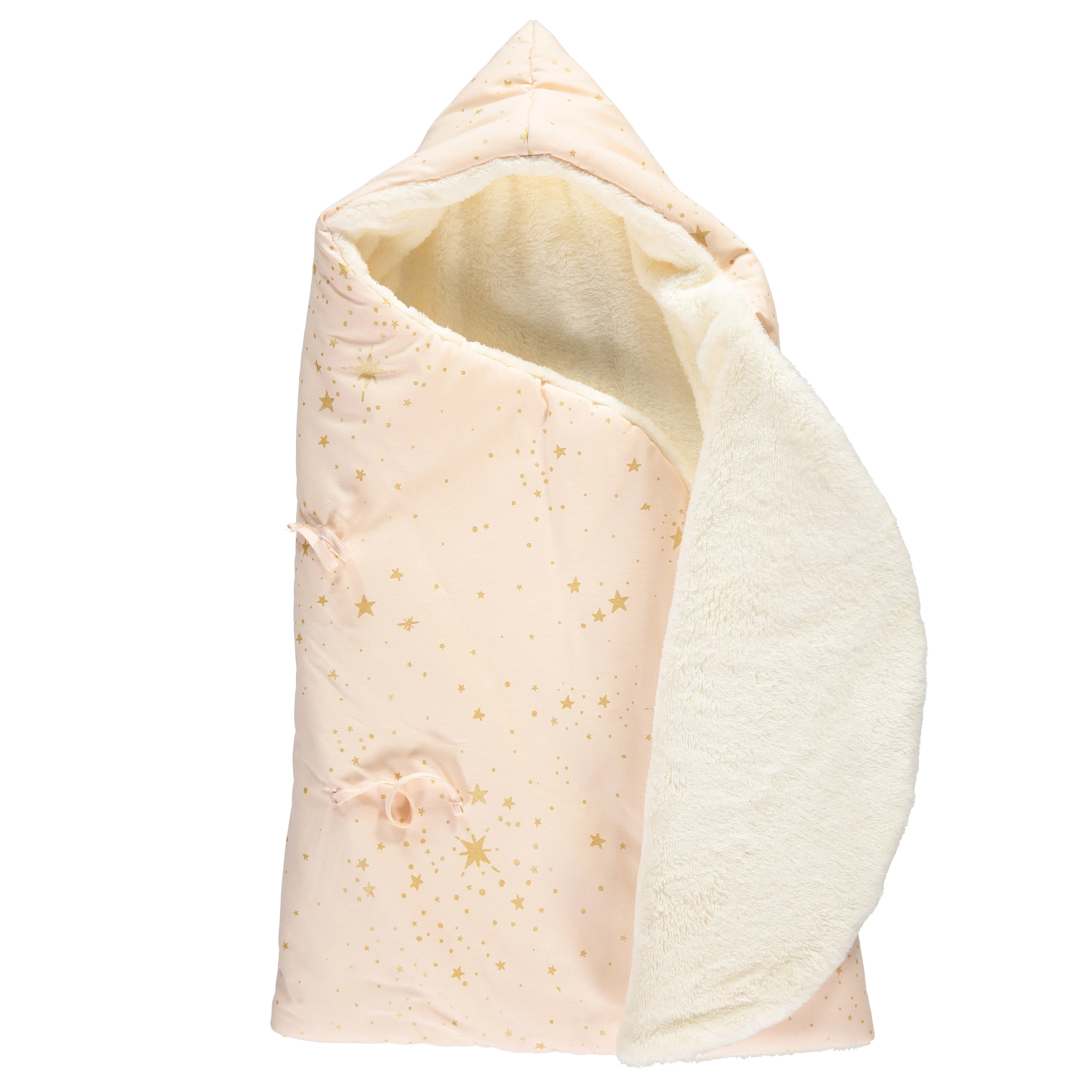 nobodinoz Cozy Stella Winter Baby Nest Bag Gold Stella / Dream Pink
