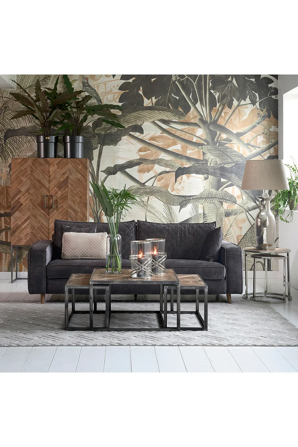Oak Wood Coffee Table Set (3) | Rivièra Maison Le Bar