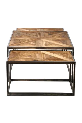 Oak Wood Coffee Table Set (3) | Rivièra Maison Le Bar