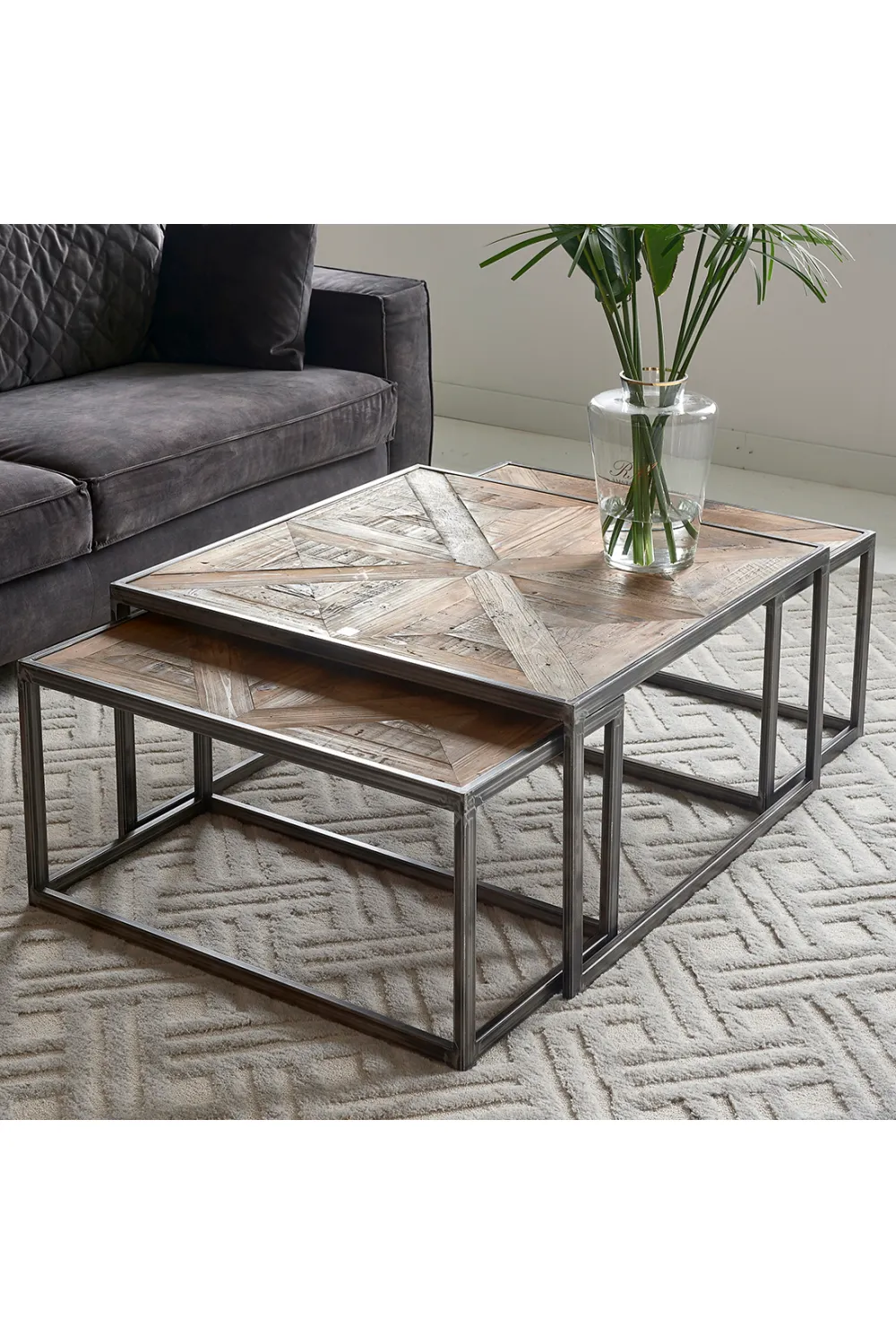 Oak Wood Coffee Table Set (3) | Rivièra Maison Le Bar