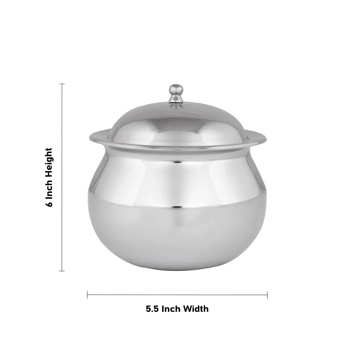 Pot With Lid - 6 x 5.5 Inches | Stainless Steel Cookware/ Stainless Steel Pot for Home/ 415 Gms Approx