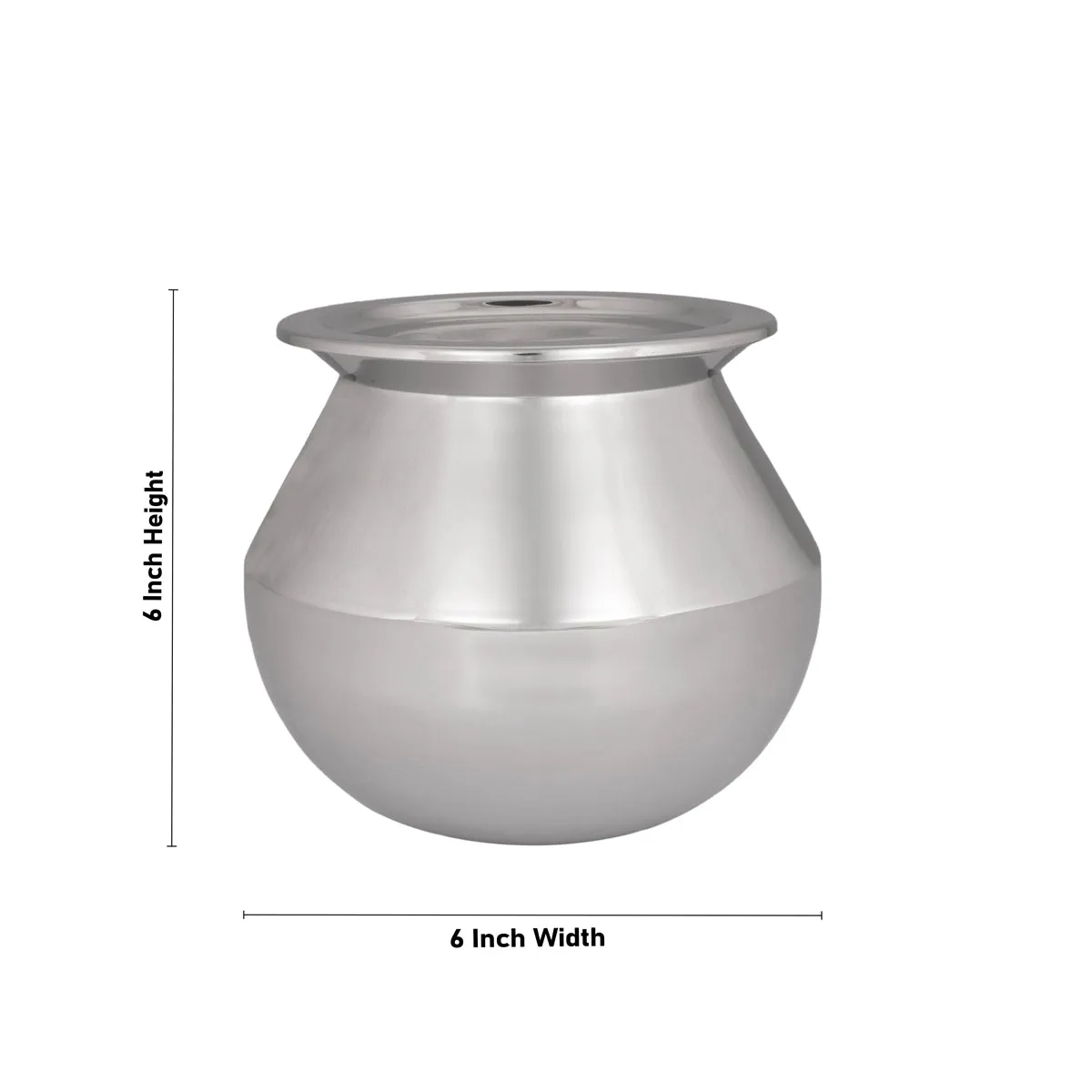 Pot with Lid - 6 x 6 Inches | Pongal Handi/ Stainless Steel Pot/ Cooking Pot for Home/ 535 Gms Approx