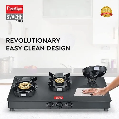 Prestige Svachh Neo Glass Top Gas Stove 3B, With Liftable Burners