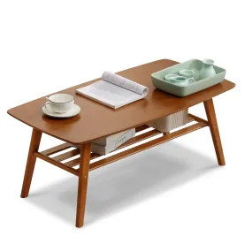 Rectangular Dual Tier Coffee Table - 2 Tiers 39.3", Brown