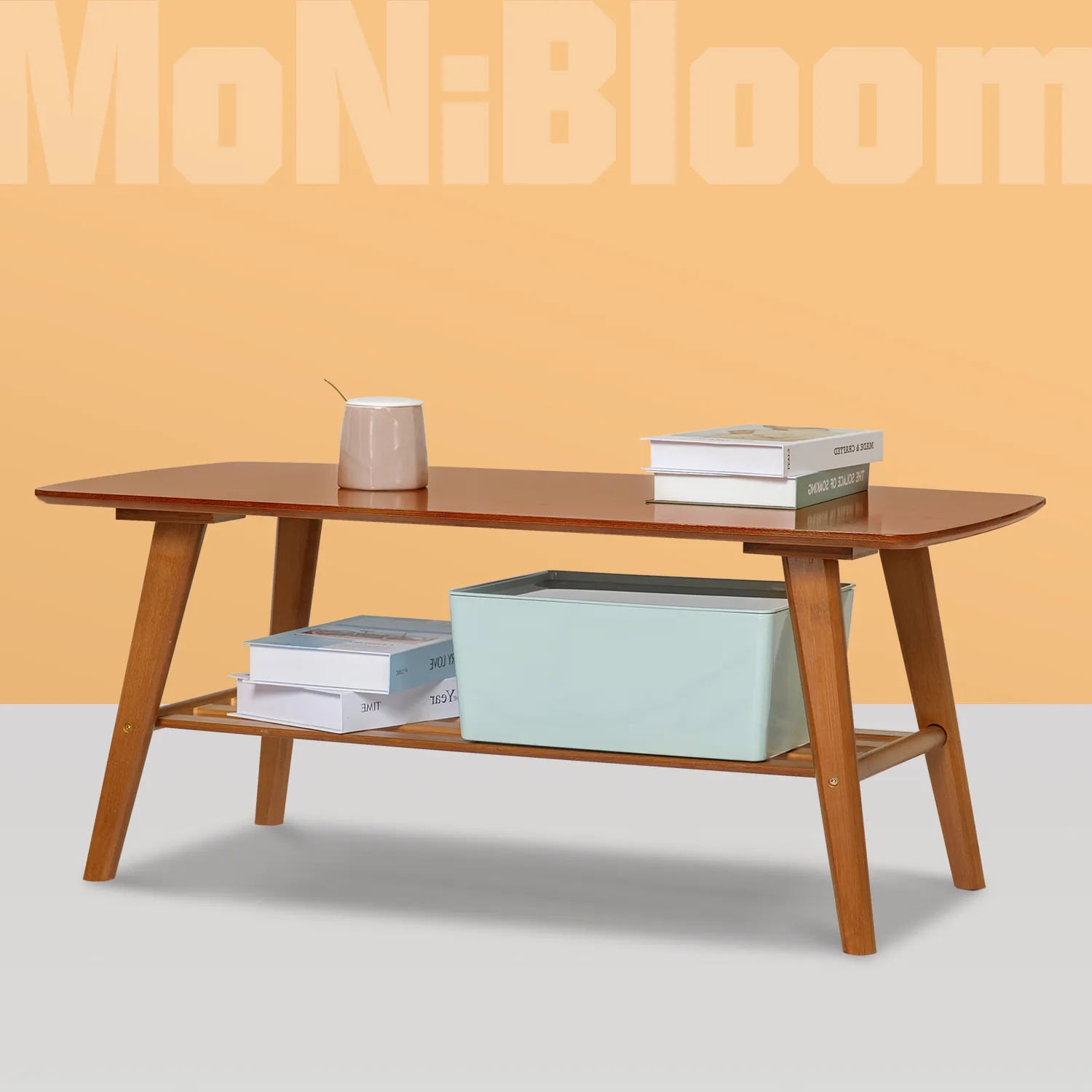 Rectangular Dual Tier Coffee Table - 2 Tiers 39.3", Brown