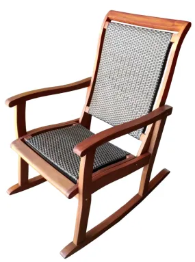Seasonal Trends IP305-089 Wood Rocker with Wicker, 610 mm OAW, 860 mm OAD, 990 mm OAH, Mahogany Wood/Plastic Wicker :EA: QUANTITY: 1