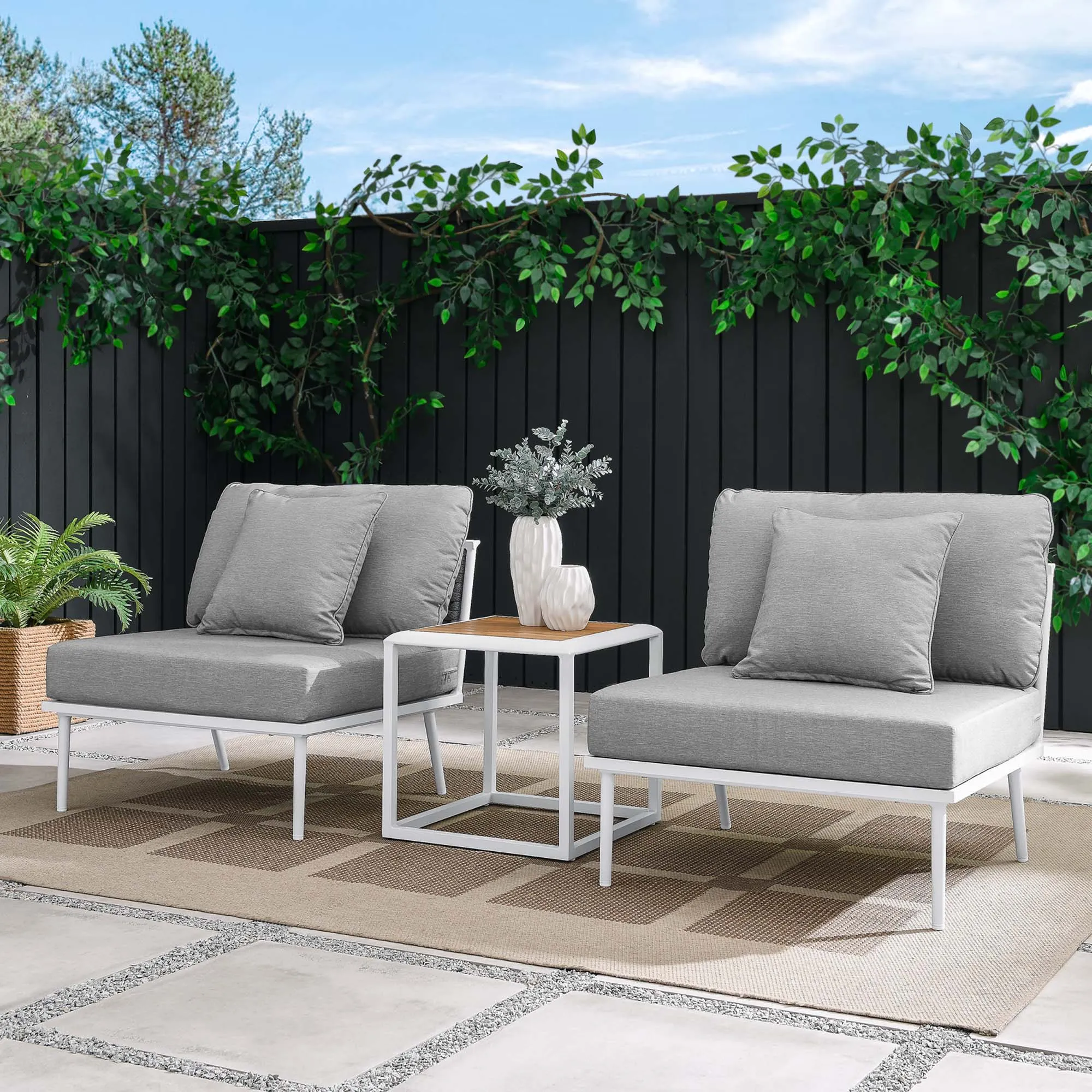 Stance 3 Piece Outdoor Patio Aluminum Set by Modway