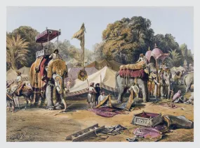 The Kings Camp (from India - Ancient And Modern Series) William Simpson c1860 - Vintage Orientalist Chromolithograph of India - Large Art Prints