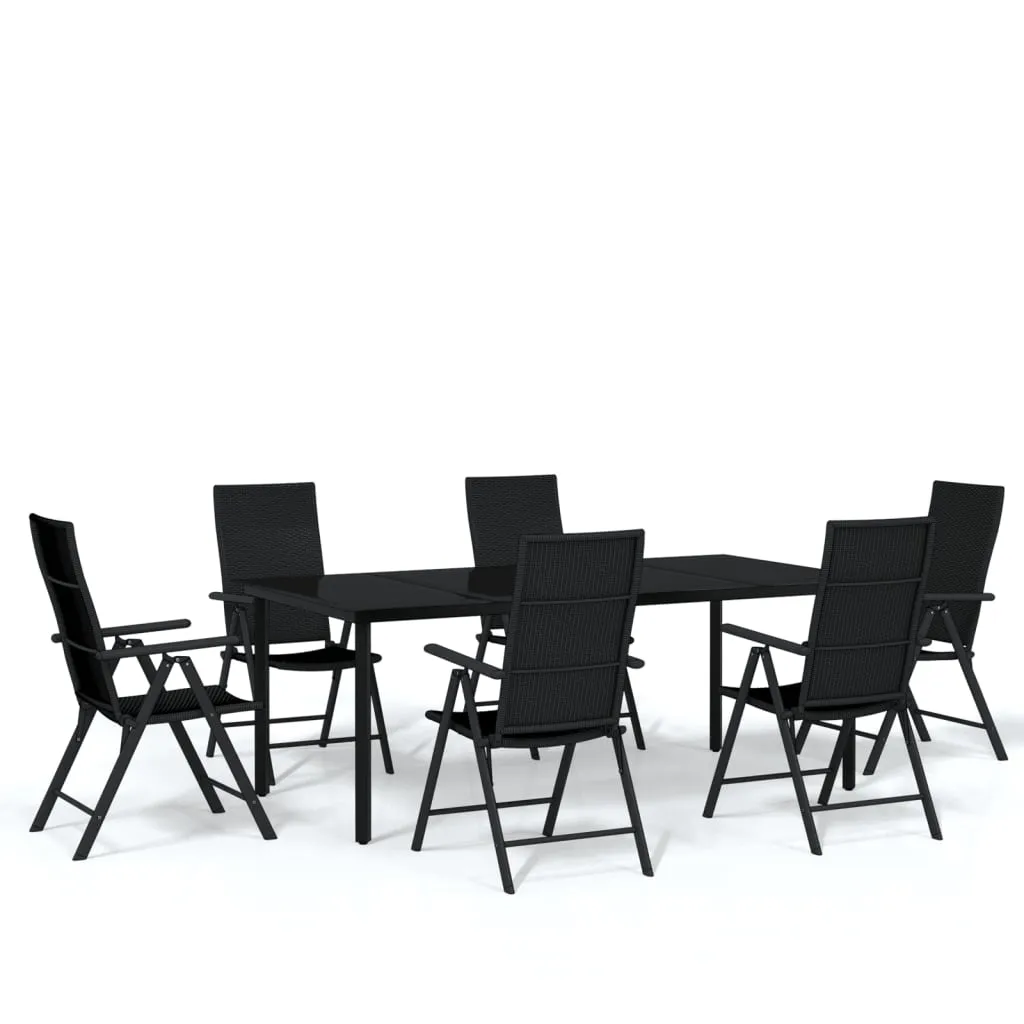vidaXL 7 Piece Patio Dining Set Black - Sturdy and Stylish Outdoor Furniture