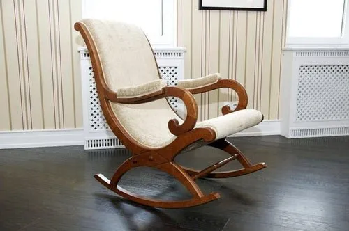 Wooden Rocking Chair With Cushion | Brown 101.6D x 61W x 96.5 cm